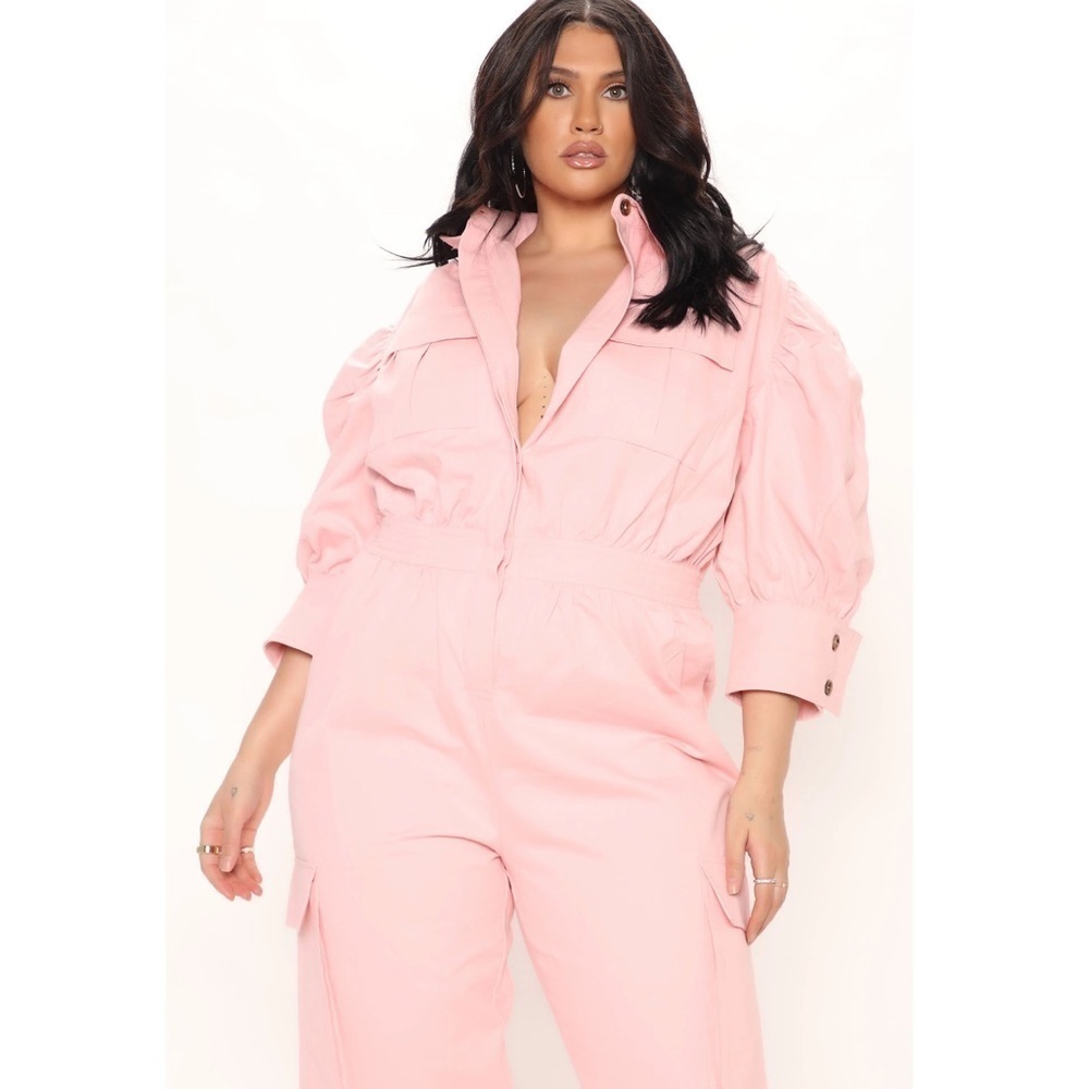Fashion Nova 1X Taking Off Utility Jumpsuit - Pink - Picture 3 of 16